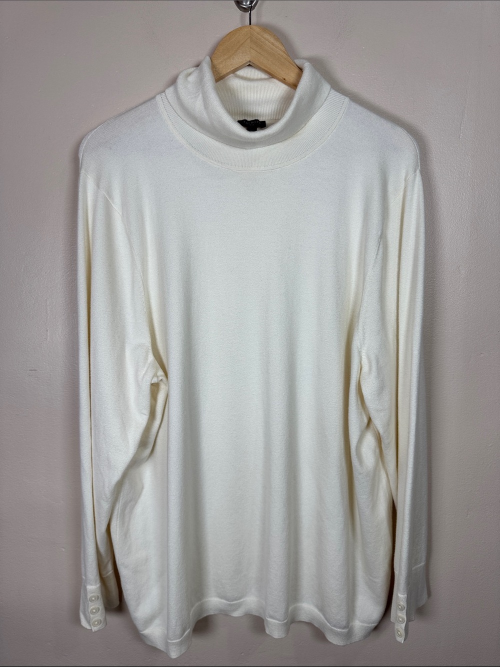 Talbots Womens Plus Size Cream Turtleneck Sweater Modal 3X Cozy Preppy Stretch